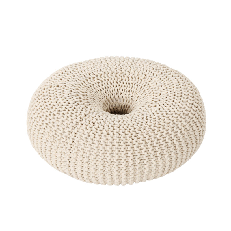 KNITED POUF, Beige Cotton