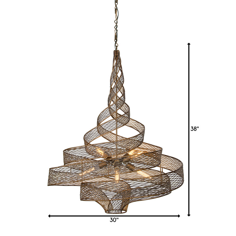 Flow 6-Light Large Twist Pendant - Hammered Ore, Hammered Ore, 38" H x 30" W x 30" D