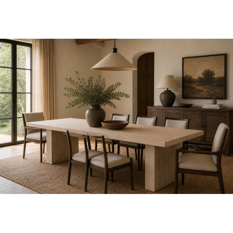 Rectangle Oak Block Dining Table, Gray