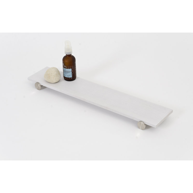 Haliee Oak Solid Wood Floating Shelf, White