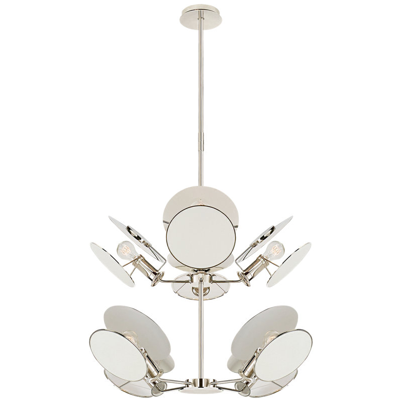 Thomas O'Brien Osiris Large Reflector Chandelier, Polished Nickel, 21.5" H x 54" W x 54" D