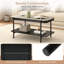 Table basse rectangulaire, table centrale à 2 niveaux avec tablette inférieure pour la chambre à coucher, bureau gris + noir-563623750-563623749