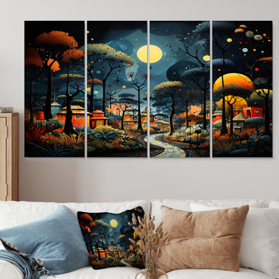 «Yellow Yellow Pygmy Village Chronicles II - Tribal africain», art mural 4 pièces