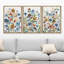 «Vivid Spring Blue Watercolor Wildflowers Modern Colorful Decor», ensemble de 3 reproductions d'art encadrées sur toile-99077905-99077904
