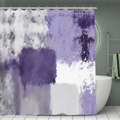 Rideaux de douche abstraits mauves et gris pour salle de bain, 71 po x 71 po