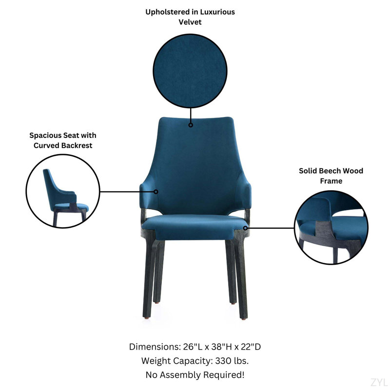 Chaise rembourrée Elegant, Bleu
