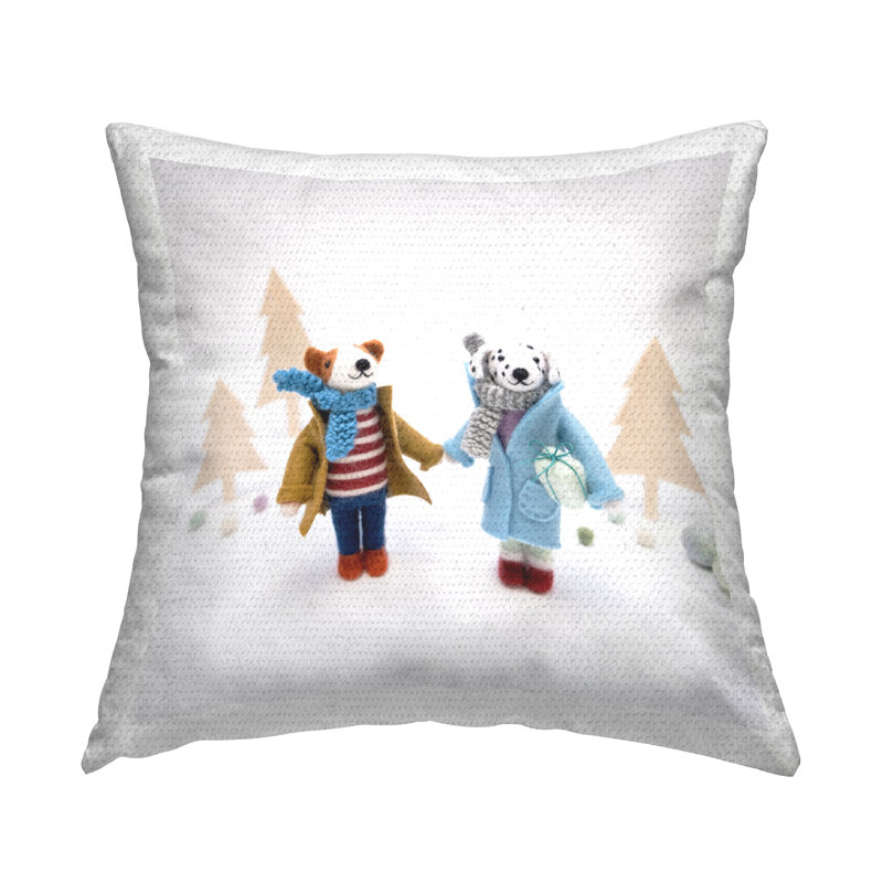 Coussin d'extérieur imprimé "Dogs tenant par la main" par Lemon & Sugar