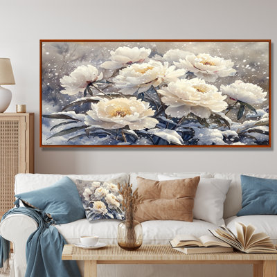 Hiver pivoines dans les congères III - pivoines, art mural sur toile