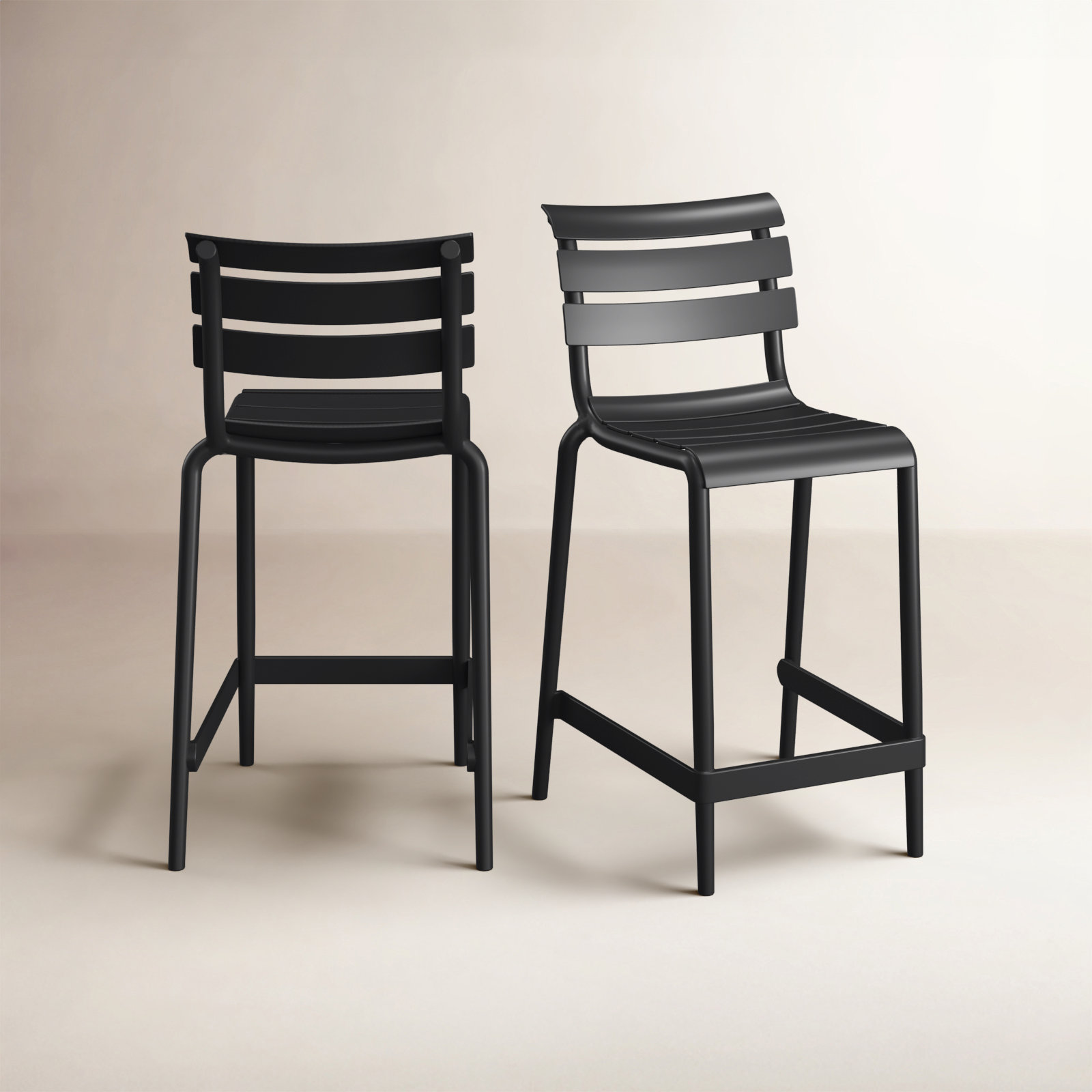 Ruta Outdoor Counter Stool, Black, 25.60"