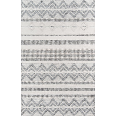 Tapis ivoire tissé à la main à motif géométrique Inika