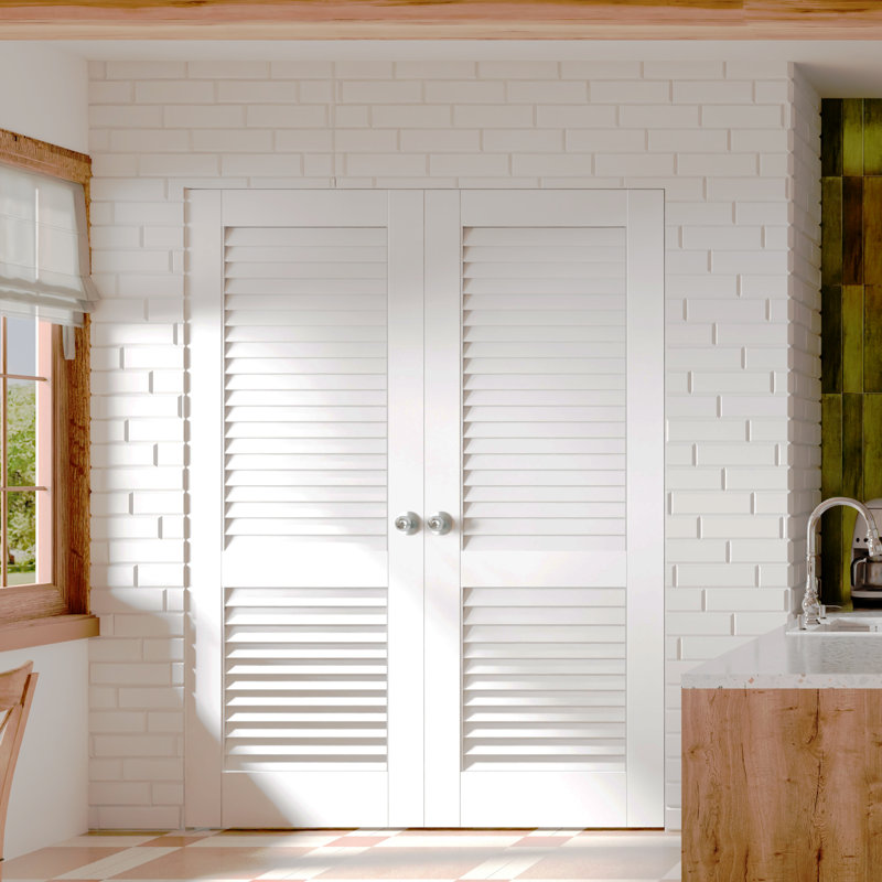 Portes intérieures de garde-manger intérieures - Double porte standard à persiennes blanches avec poignées sphériques