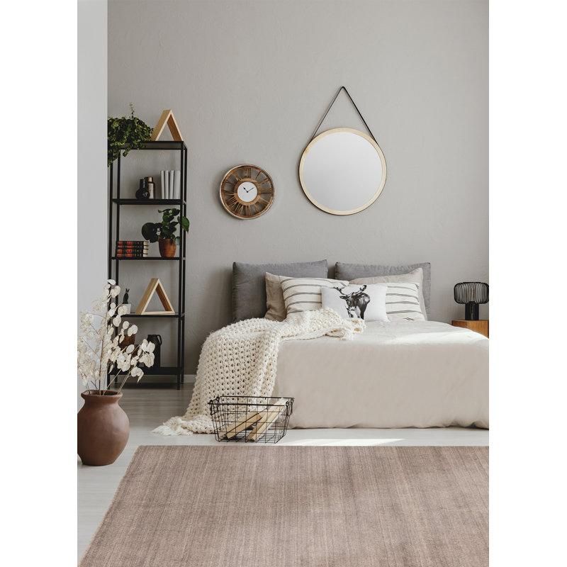 Tapis taupe en laine tissé à la main SantaAna