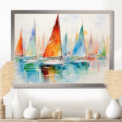 Miminimlaism Watercolor Regatta I - Boat Sailing Canvas Wall Art