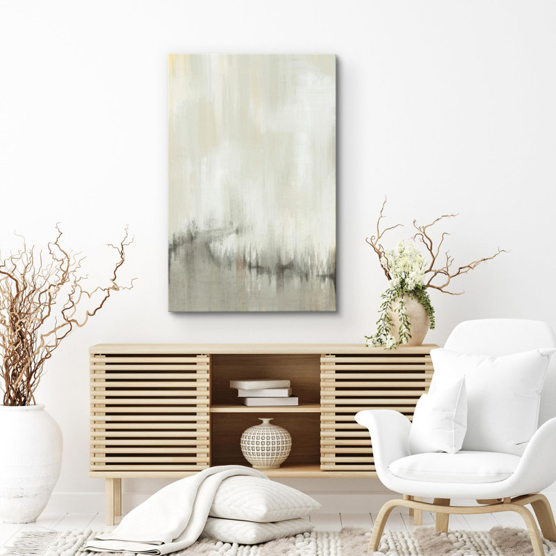 Impression sur toile abstraite gris et blanc, Toile tendue, H 36 po x l 24 po x P 1,5 po