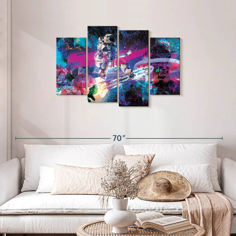 Oberle Astronaut And Peonies, 27" H x 43" W
