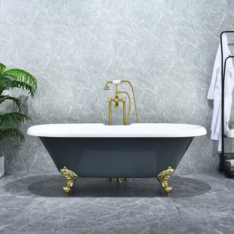 Elegant White Acrylic Clawfoot Freestanding Bathtub