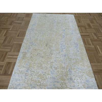 Tapis oriental tibétain beige moderne noué à la main 3 x 5 pi 3 po avec soie 672A05EC48534AA8A9C2B5A20C64CF9E