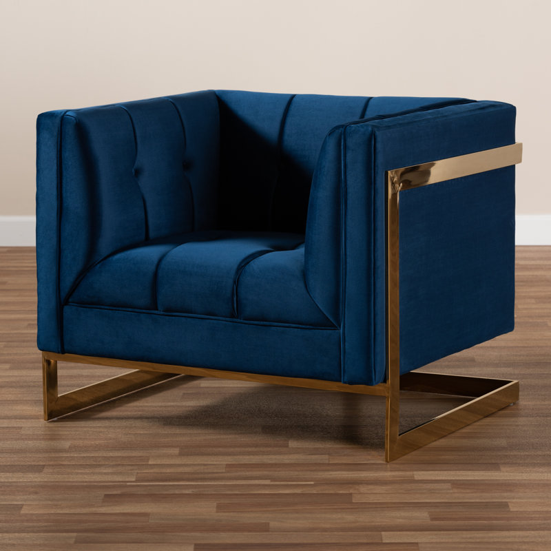 Velvet Armchair, Navy Blue