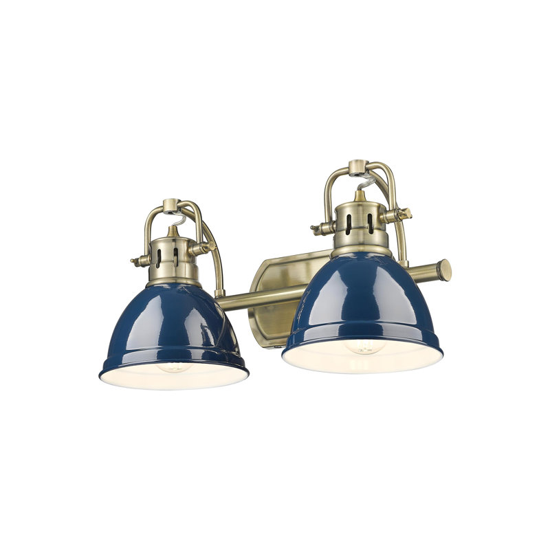 Meuble-lavabo 2 lumières Calica, Bleu marine mat, Laiton vieilli