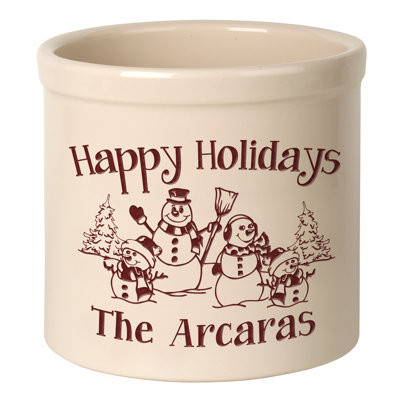 Personalized Snowman Family Ceramic Pot Planter