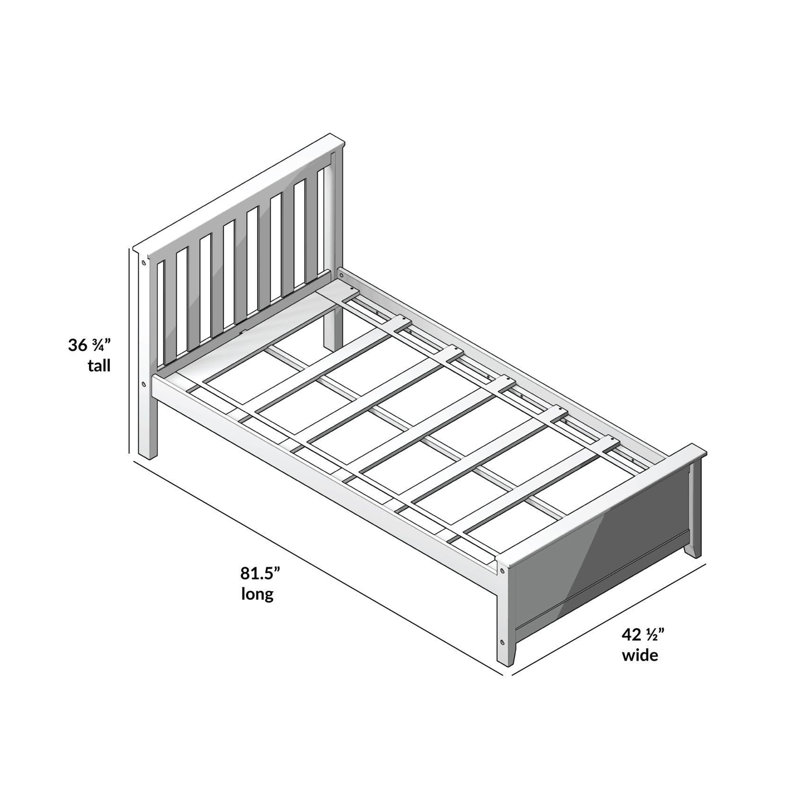 Solid Wood Platform Bed Frame with Headboard, Twin