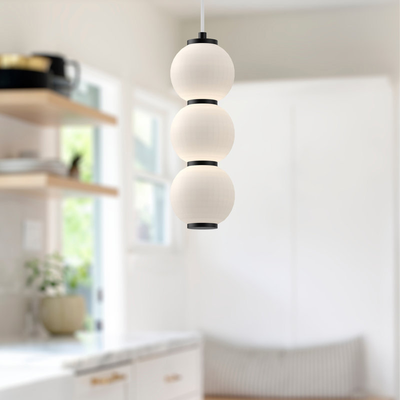 Queenstown Light Glass Steel Pendant, Matte Black, 19.75" H x 6.375" W x 6.375" D