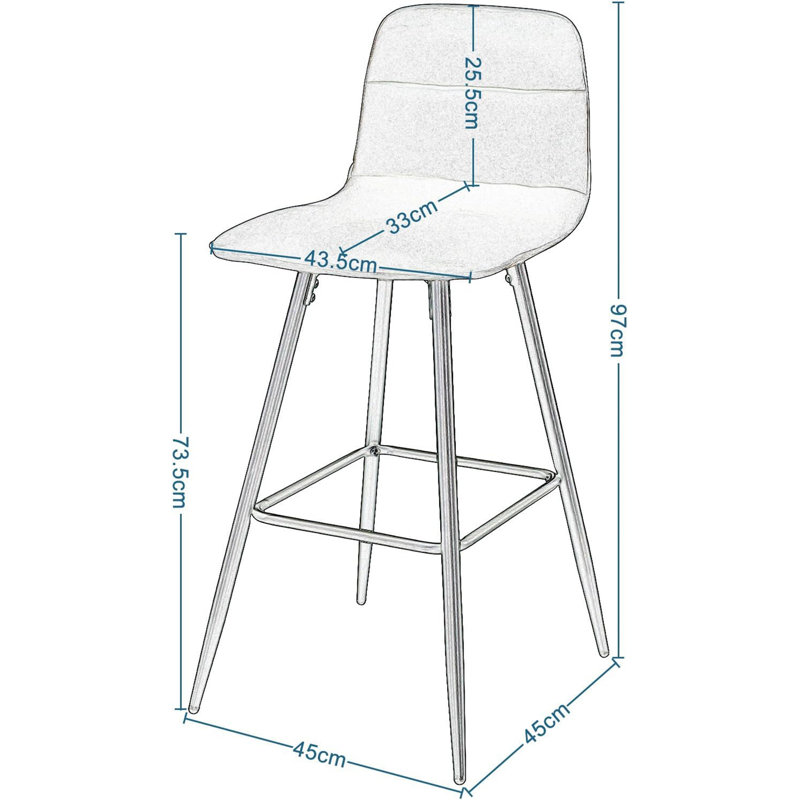 Enrique Upholstered Counter Stool with Metal Frame, Dark Green
