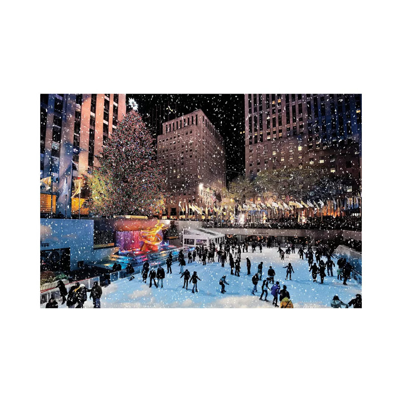 Christmas Tree Rockefeller Center, Iceskating Rink New York City by Susanne Kremer - Print on Canvas, Wrapped Canvas