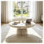 Table basse en fibre de verre en forme de champignon avec piédestal sculptural, beige et blanc
