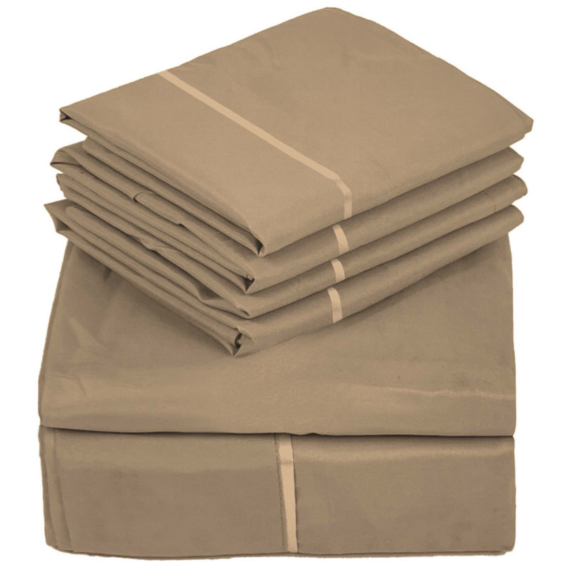 6 Piece Ultra Soft Double Brushed Microfiber Sheet Set, Cooling Sheets with Extra Deep Pockets - Machine Washable, Sanddunes