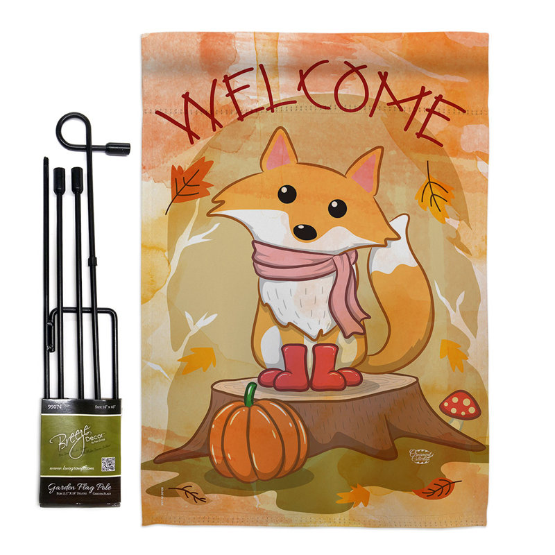 Ensemble de drapeaux en polyester 19 x 13 po Welcome Fall Foxy