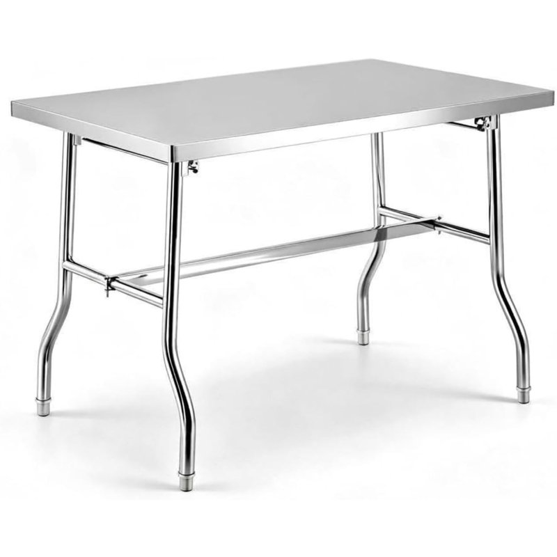 Table de préparation pliante en acier inoxydable 201, capacité de charge de 450 lb avec structure renforcée et crochets intégrés, table portable pliable pour la cuisine commerciale, le restaurant, le garage et le camping extérieur