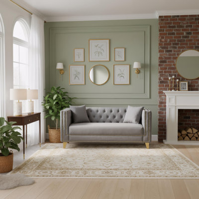 58.5" Tufted Velvet Loveseat with Nailhead