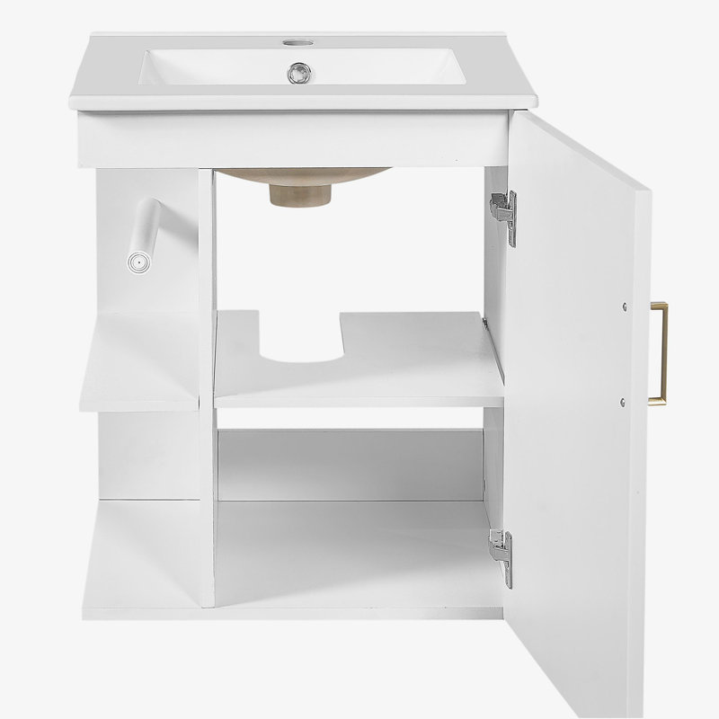 Armoire de salle de bain murale 20 "avec armoire latérale combinée, armoire de salle de bain avec porte à fermeture douce, meuble-lavabo moderne avec lavabo