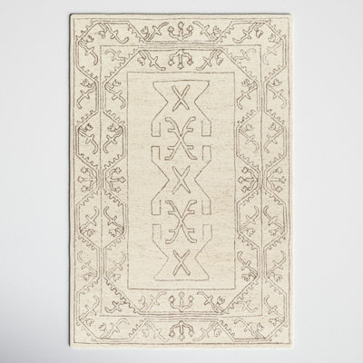 Milada Oriental Hand Tufted Wool Area Rug in Ivory/Brown