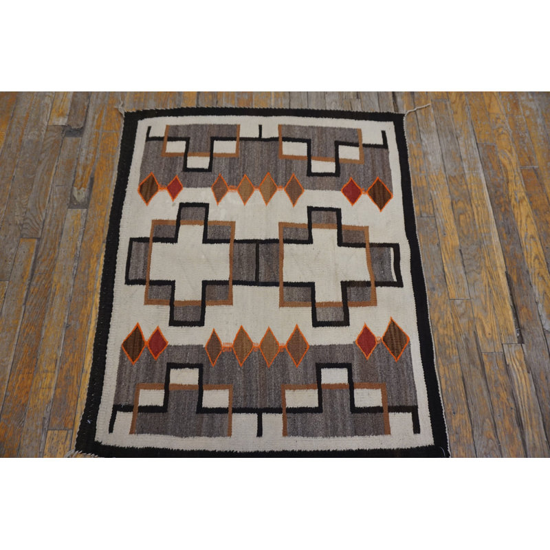 Tapis amérindien géométrique à tissage plat antique