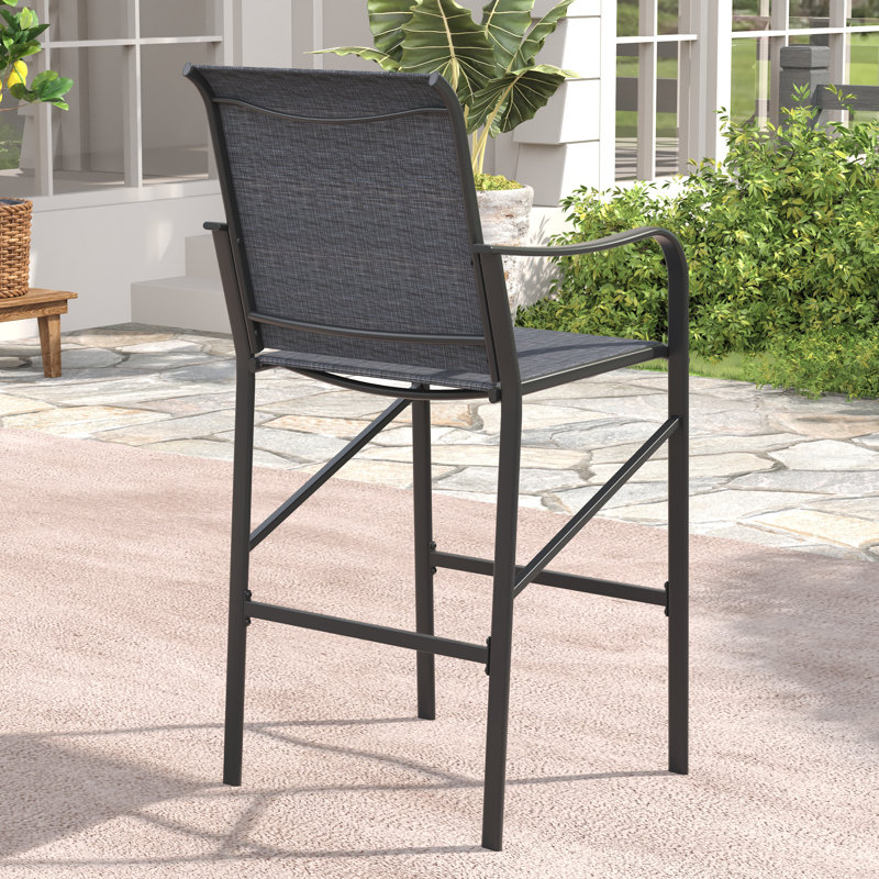 3 Pieces Patio Bar Height Set with Square Bar Table and PVC-coated polyester Bar Chairs, Grey