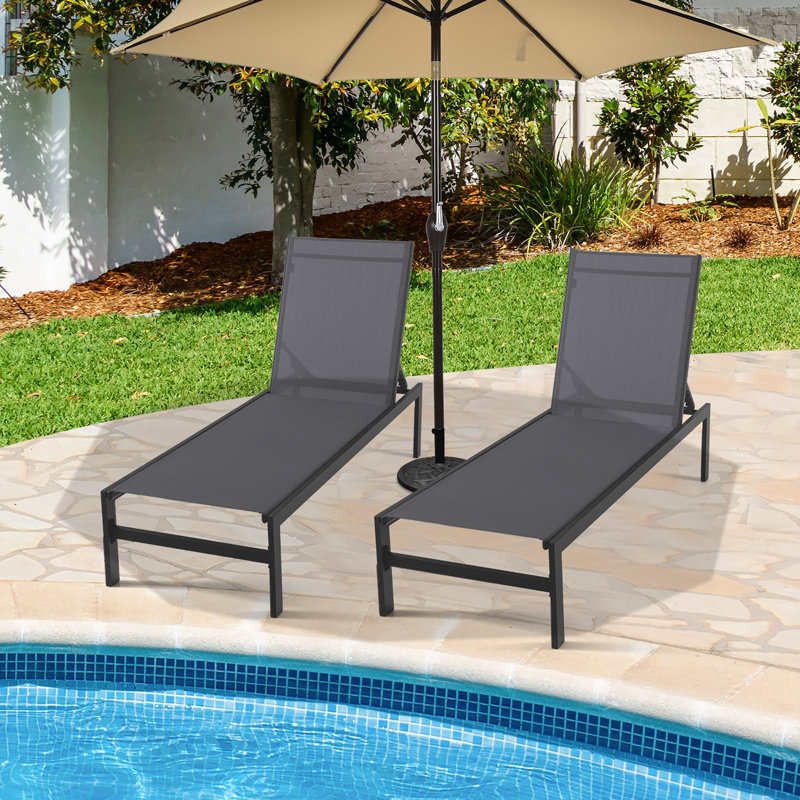 Chaise longue simple inclinable 60,5 po Arinn, gris