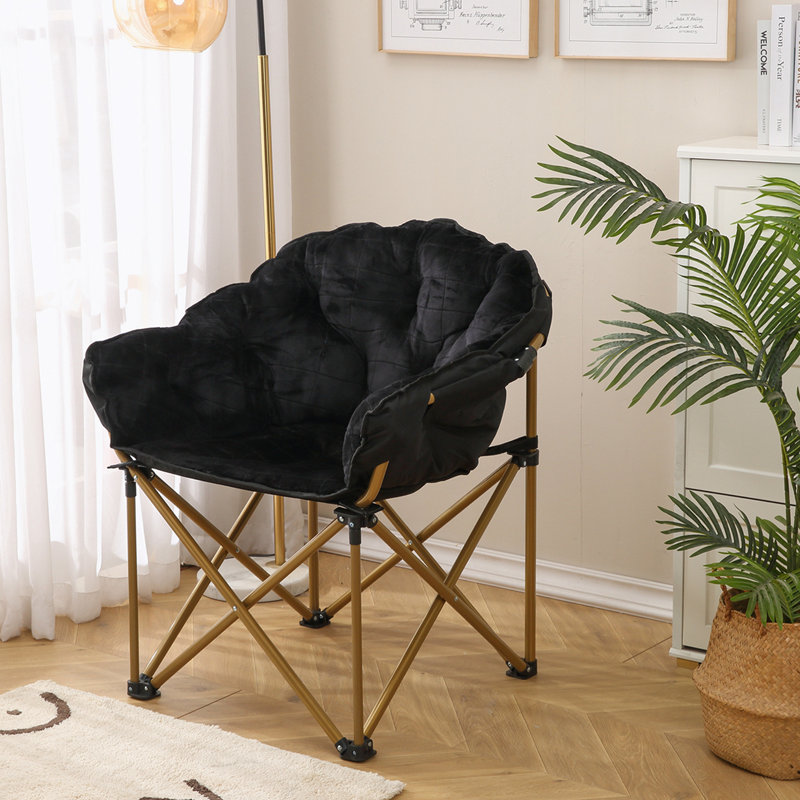Club Chair/Faux Fur Saucer Chair for Bedroom/X-Large, Black Faux Fur