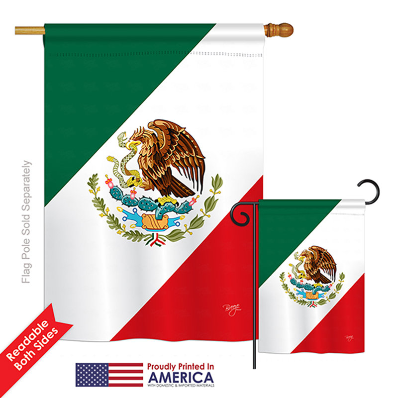 Ensemble de 2 drapeaux en polyester vertical 2 côtés mexico of the world