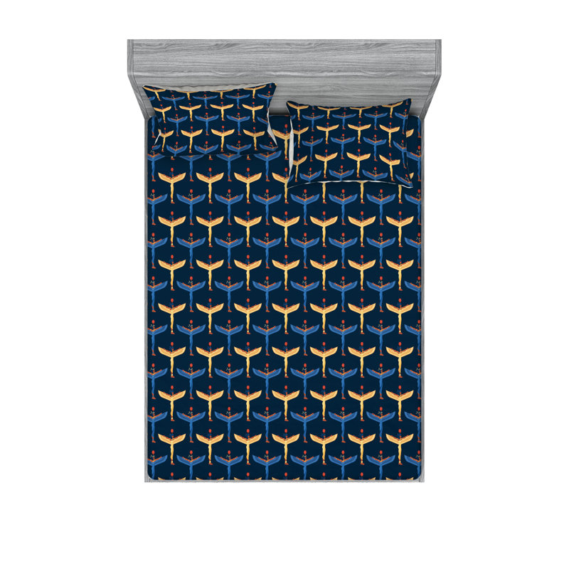 Drap-housse et taie décorative Ambesonne Lady avec ailes bleu nuit et jaune pastel