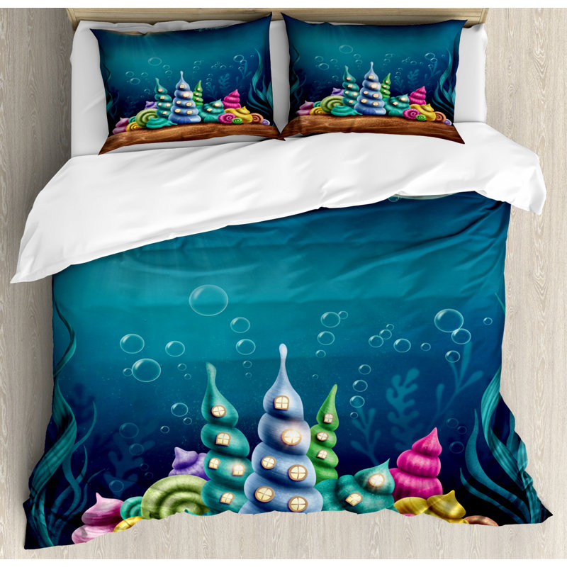 Coastal Polyester Duvet Cover, Queen Duvet Cover + 2 Pillow Sham