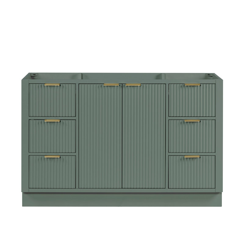 Base de meuble-lavabo simple en bois massif Haun, Vert rétro