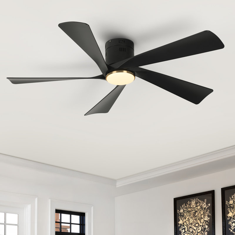 Karlena 52'' Modern Large Dimmable Ceiling Fan with LED Lights and Remote Control, Matte Black