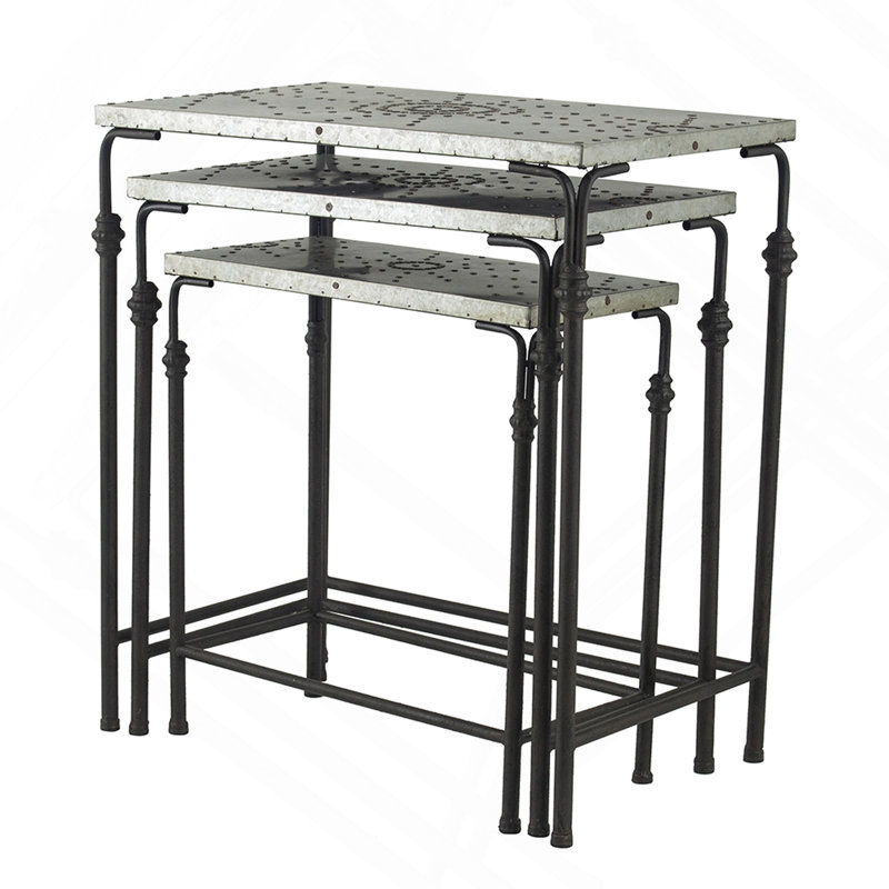 Set of 3 The Gilbert Nesting Tables Metal Plant Stand, L:24x14x26" M:21.5x11.5x23" S:19x9x20"