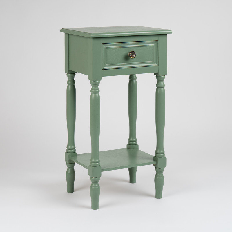 Solid Wood End Table, Green