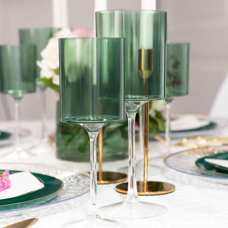 Verres à vin en plastique rose Ecoqualité avec verres transparents jetables incassables 9 oz, Vert