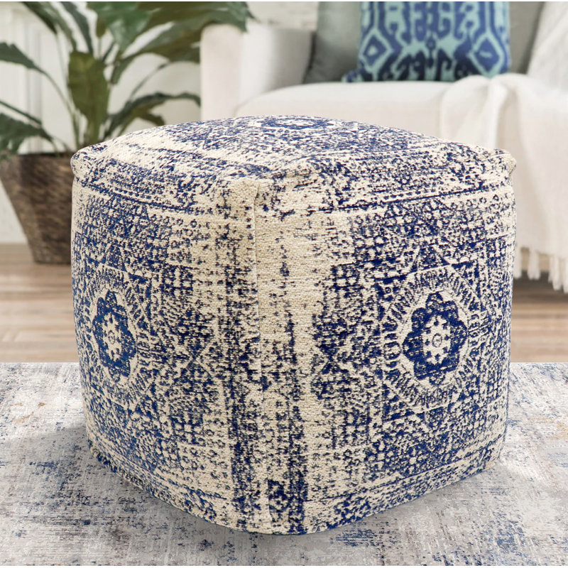 Pouf large carré en Damas 17 "