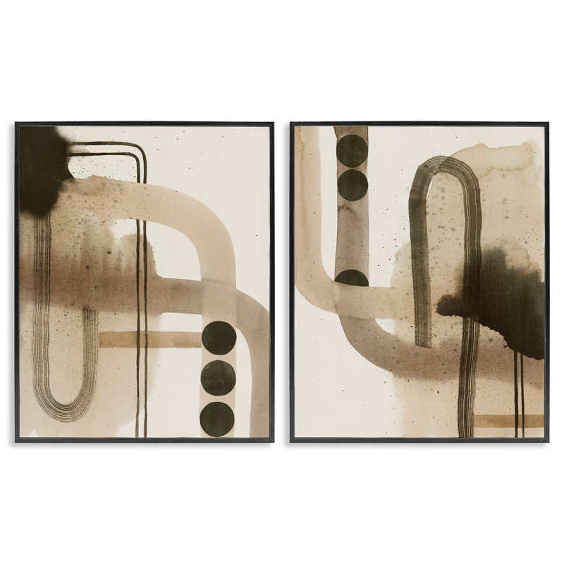  «Mid-Century Curved Arches 2 PC» par Grace Popp, H 14 po x l 11 po, Giclée encadrée noir minuit