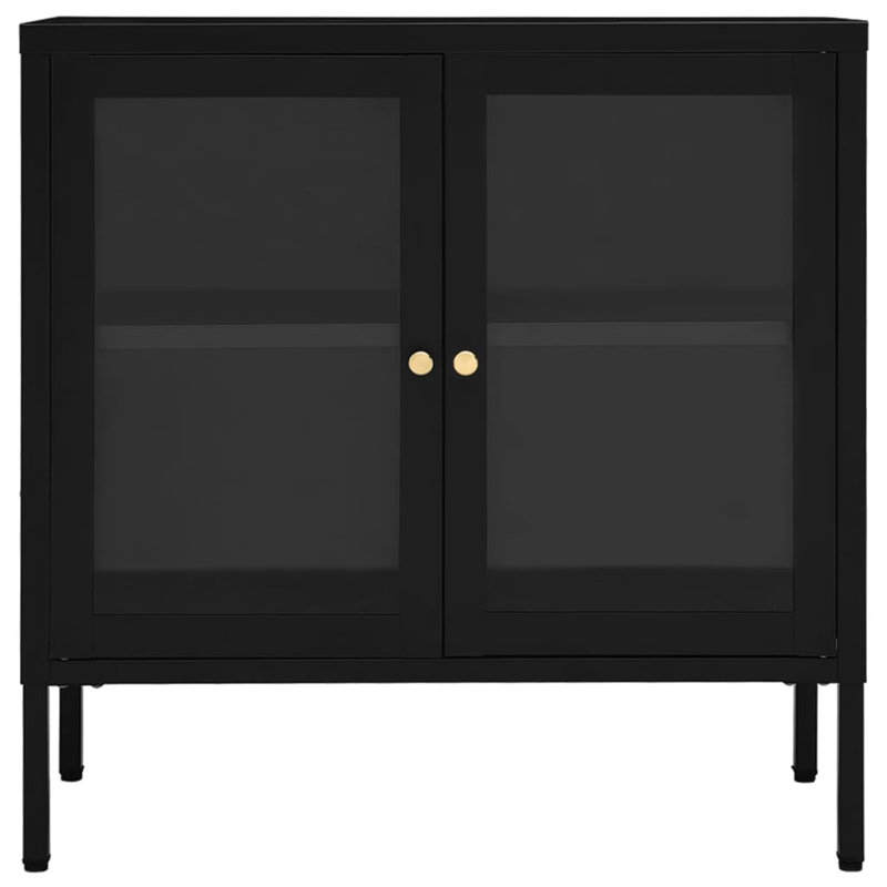 Buffet moyen en acier thermolaqué noir, Noir, H 70 cm x l 70 cm x P 35 cm